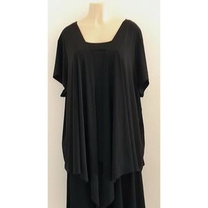 Susan Graver 4X Black Short Sleeve Asymetrical Cardigan With Faux Cami